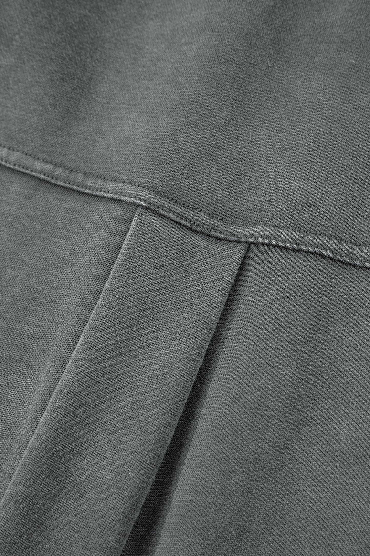 Medium Grey Mineral Wash Chest Pockets Drop Shoulder Shacket with Side Slit